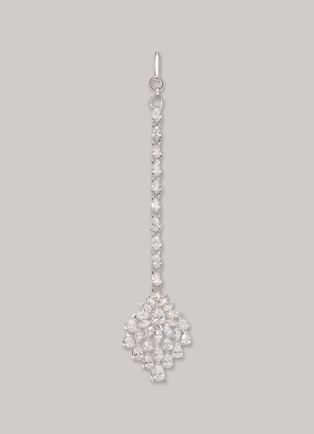 White Finish Diamond Studded Maang Tikka Zevar by Geeta - Fabilicious Fashion