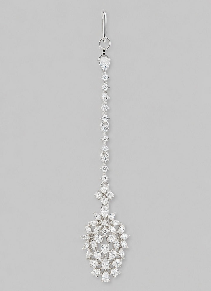 Zevar by Geeta White Finish Diamond Studded MaangtikkaFabilicious Fashion