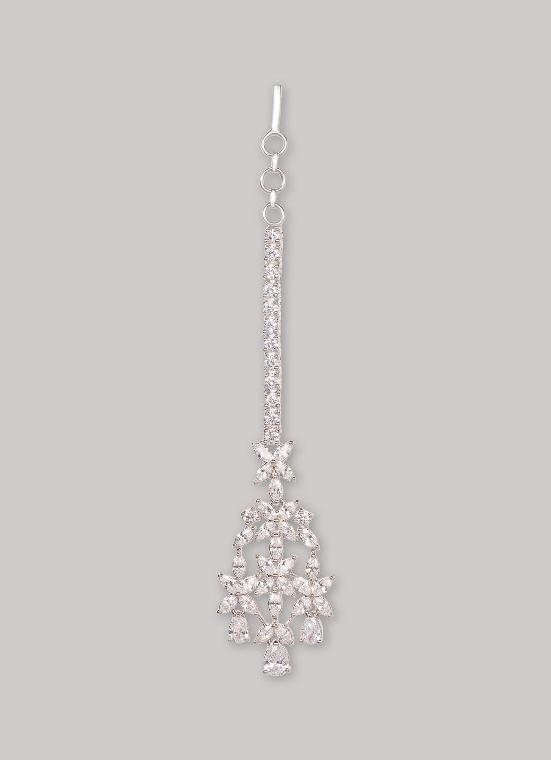 White Finish Diamond Teardrop Maang Tikka Zevar by Geeta - Fabilicious Fashion