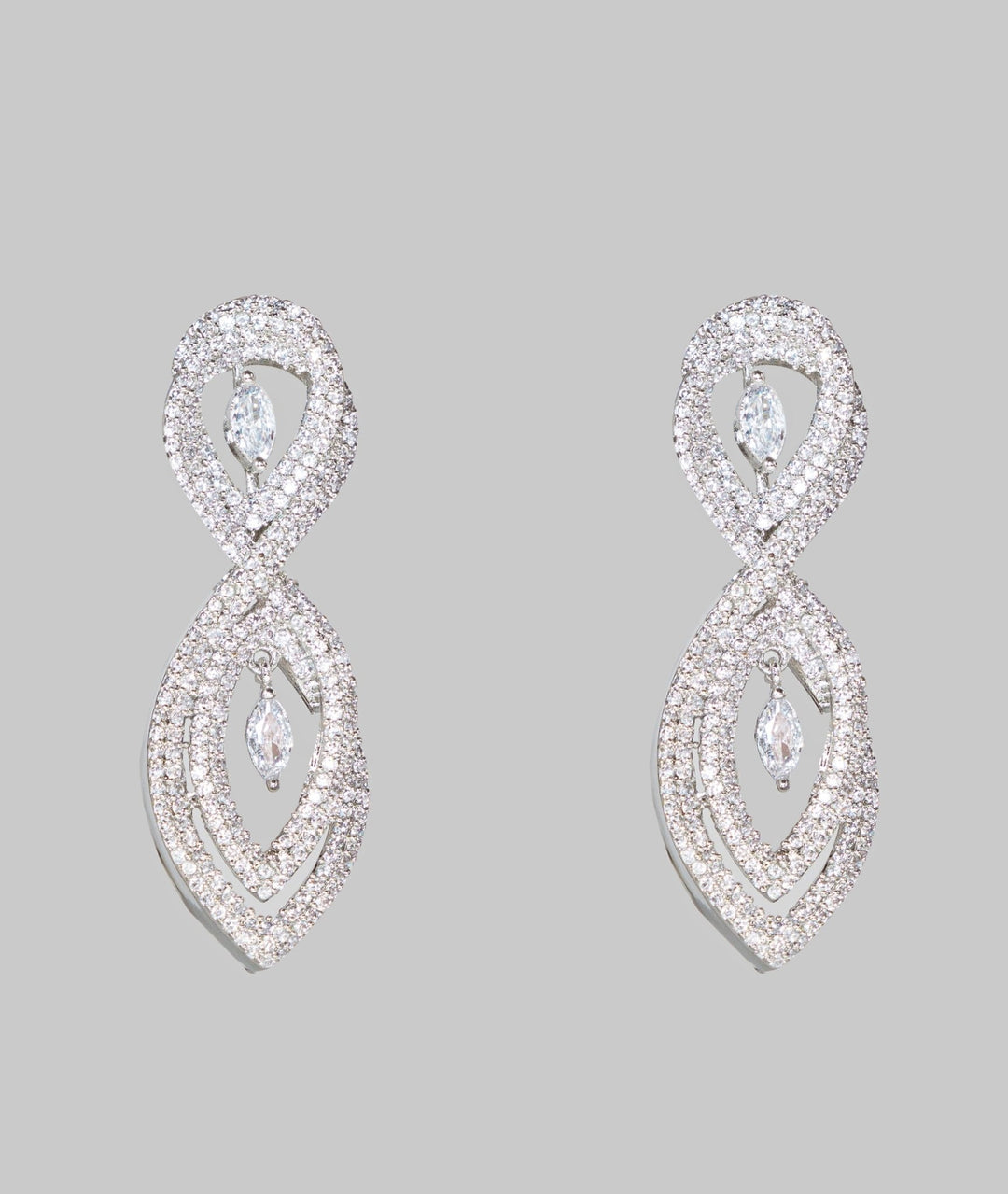 White Finish Loop Diamond Dangler Earrings Zevar By Geeta - Fabilicious Fashion
