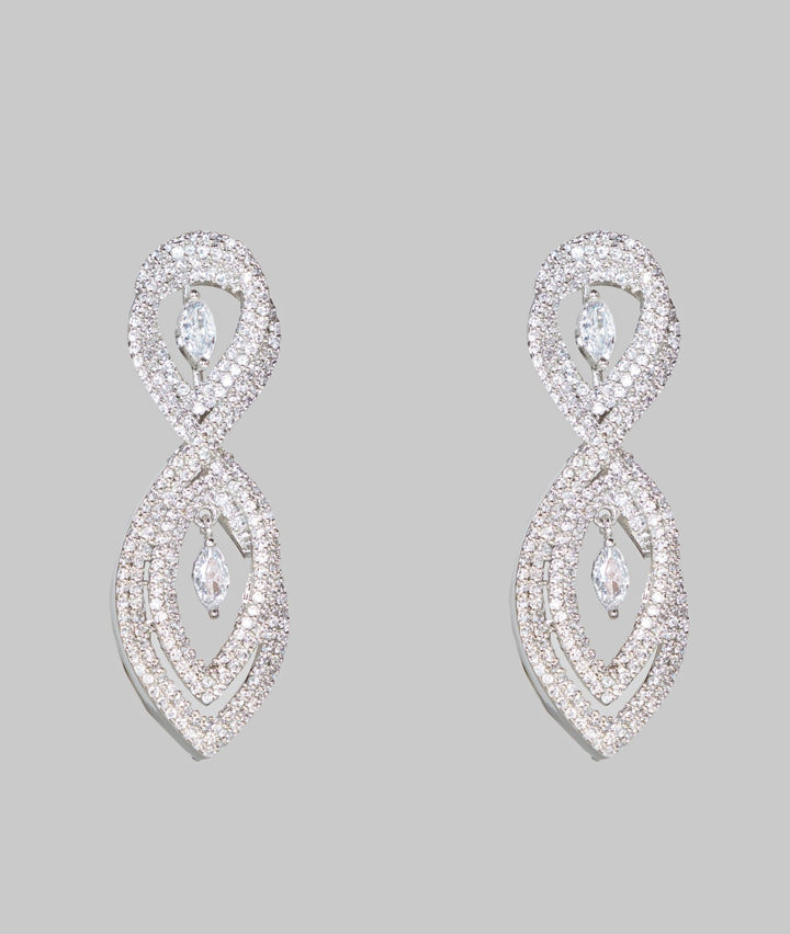 White Finish Loop Diamond Dangler Earrings Zevar By Geeta - Fabilicious Fashion