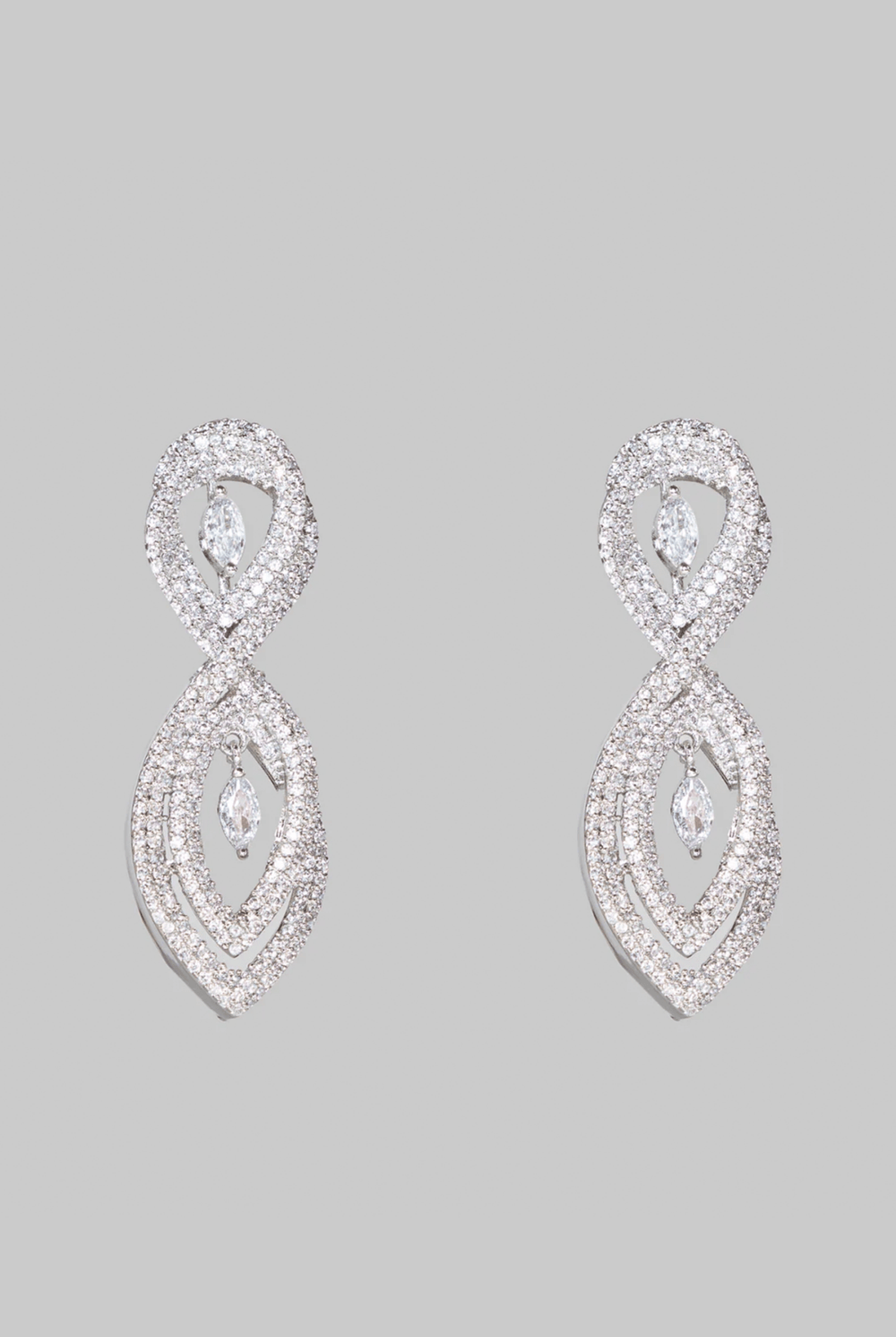 White Finish Loop Diamond Dangler Earrings Zevar By Geeta - Fabilicious Fashion