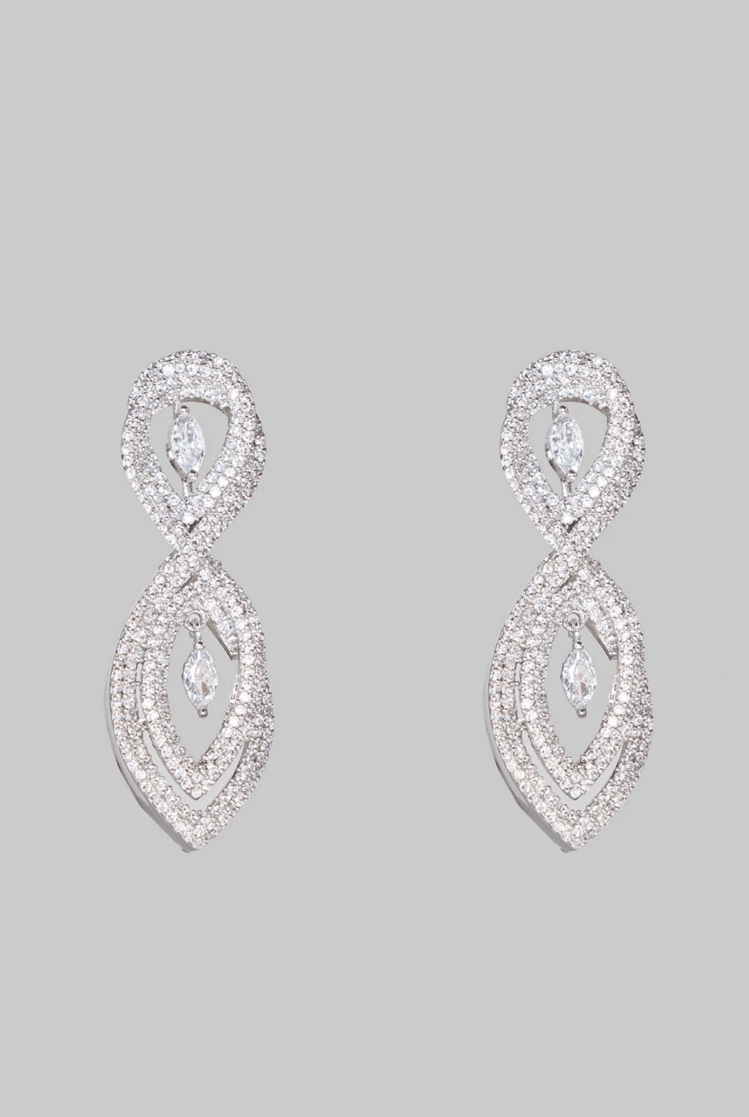 White Finish Loop Diamond Dangler Earrings Zevar By Geeta - Fabilicious Fashion