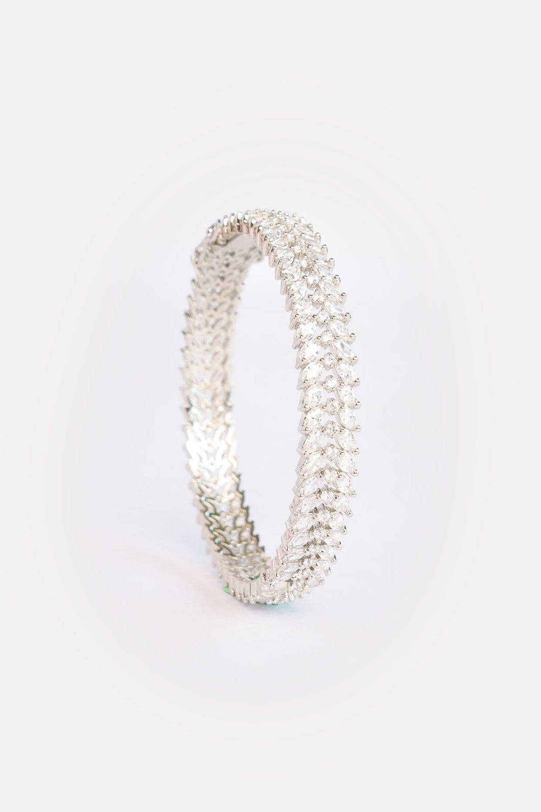 White Finish Small Faux Diamond Bangles Zevar by Geeta - Fabilicious Fashion