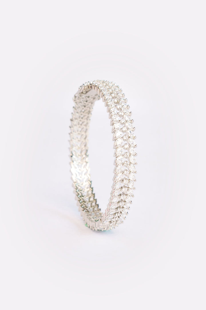 White Finish Small Faux Diamond Bangles Zevar by Geeta - Fabilicious Fashion