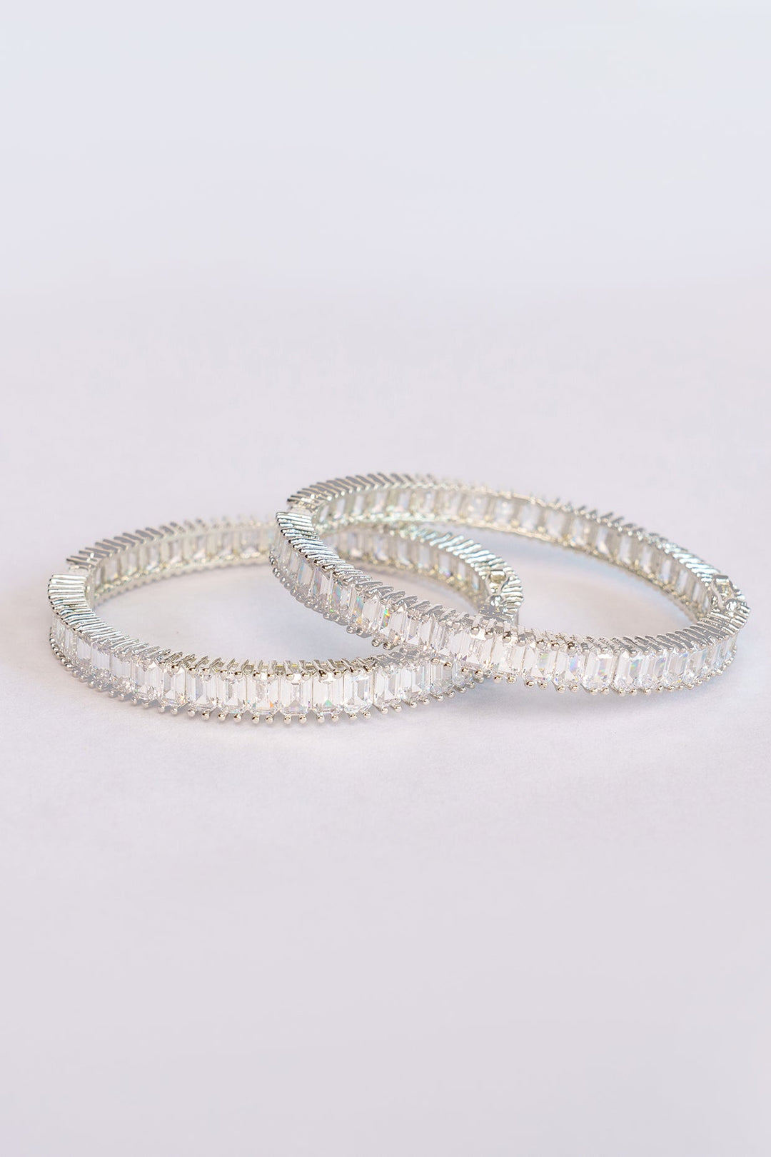 White Finish Small Faux Diamond Bangles Zevar by Geeta - Fabilicious Fashion
