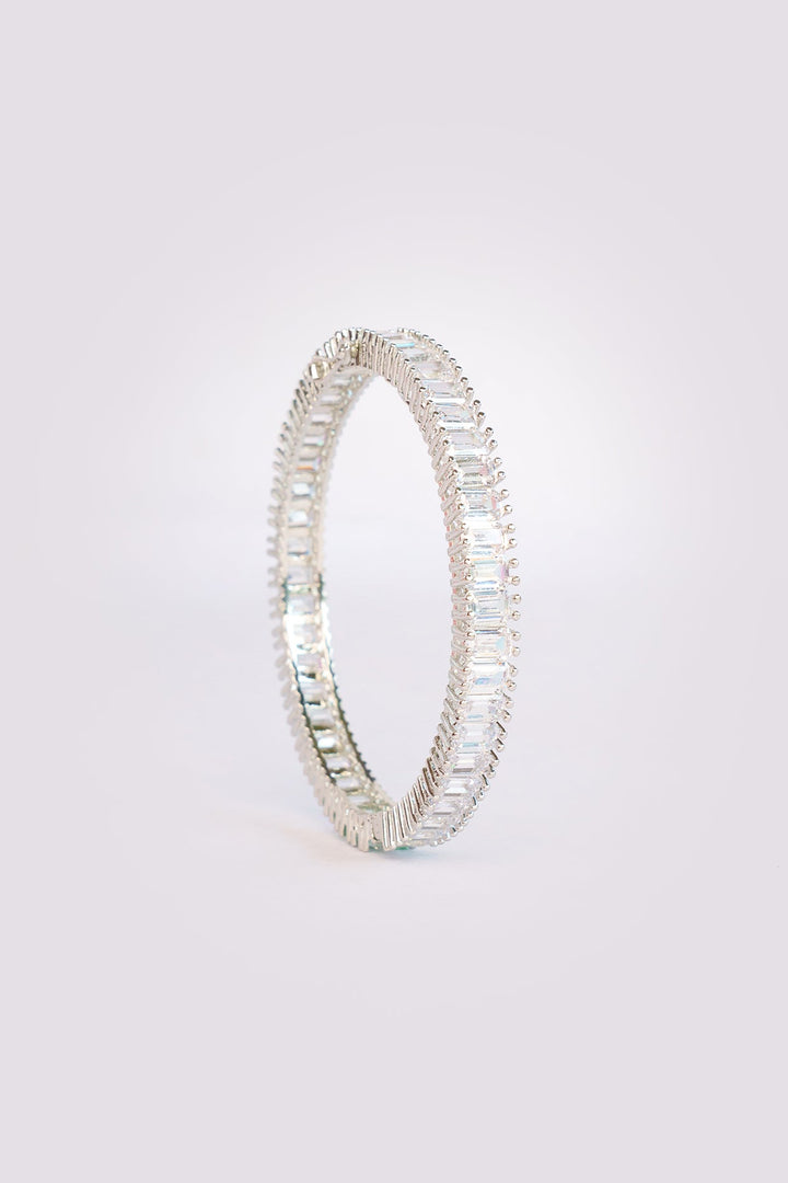 White Finish Small Faux Diamond Bangles Zevar by Geeta - Fabilicious Fashion