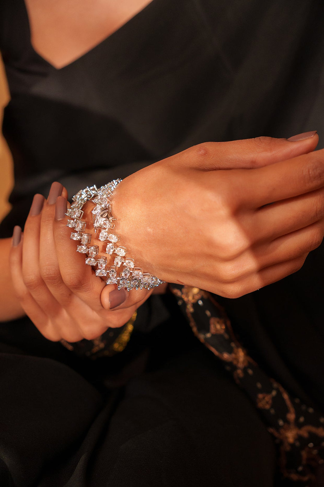 White Finish Small Faux Diamonds Bangles Zevar by Geeta - Fabilicious Fashion