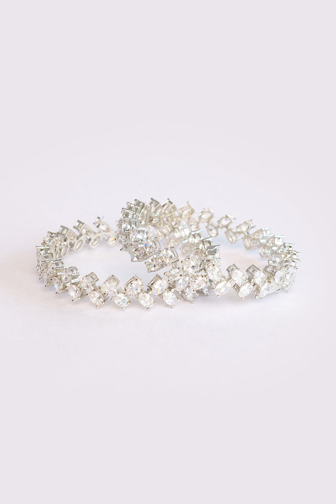 White Finish Small Faux Diamonds Bangles Zevar by Geeta - Fabilicious Fashion