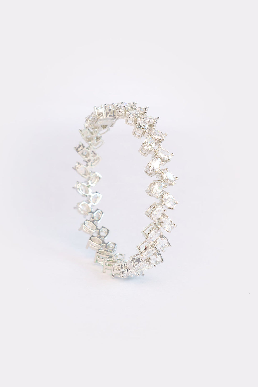 White Finish Small Faux Diamonds Bangles Zevar by Geeta - Fabilicious Fashion