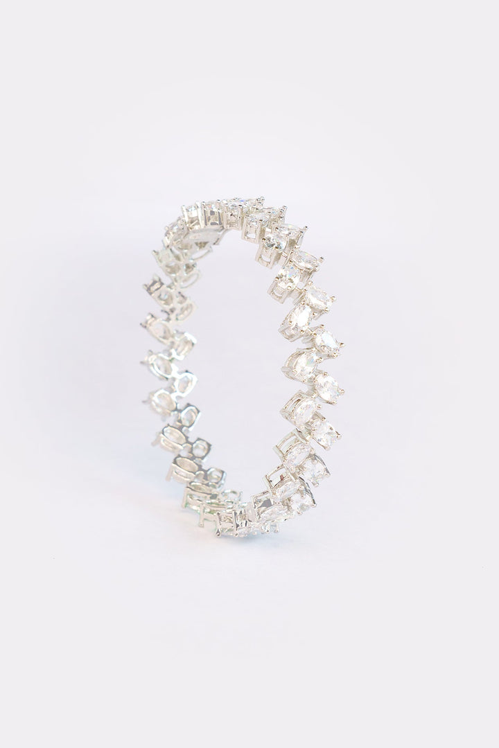 White Finish Small Faux Diamonds Bangles Zevar by Geeta - Fabilicious Fashion