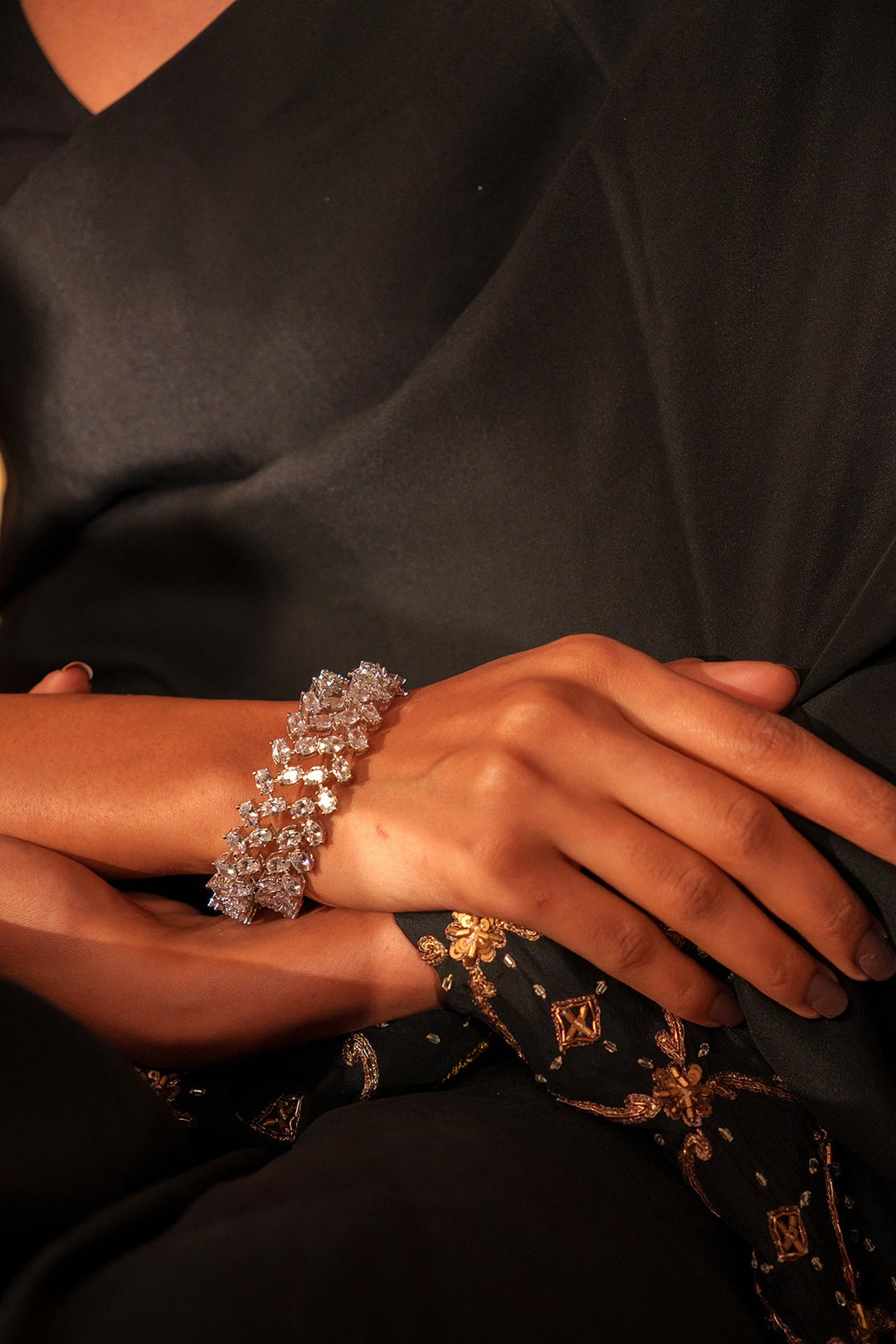 White Finish Small Faux Diamonds Bangles Zevar by Geeta - Fabilicious Fashion