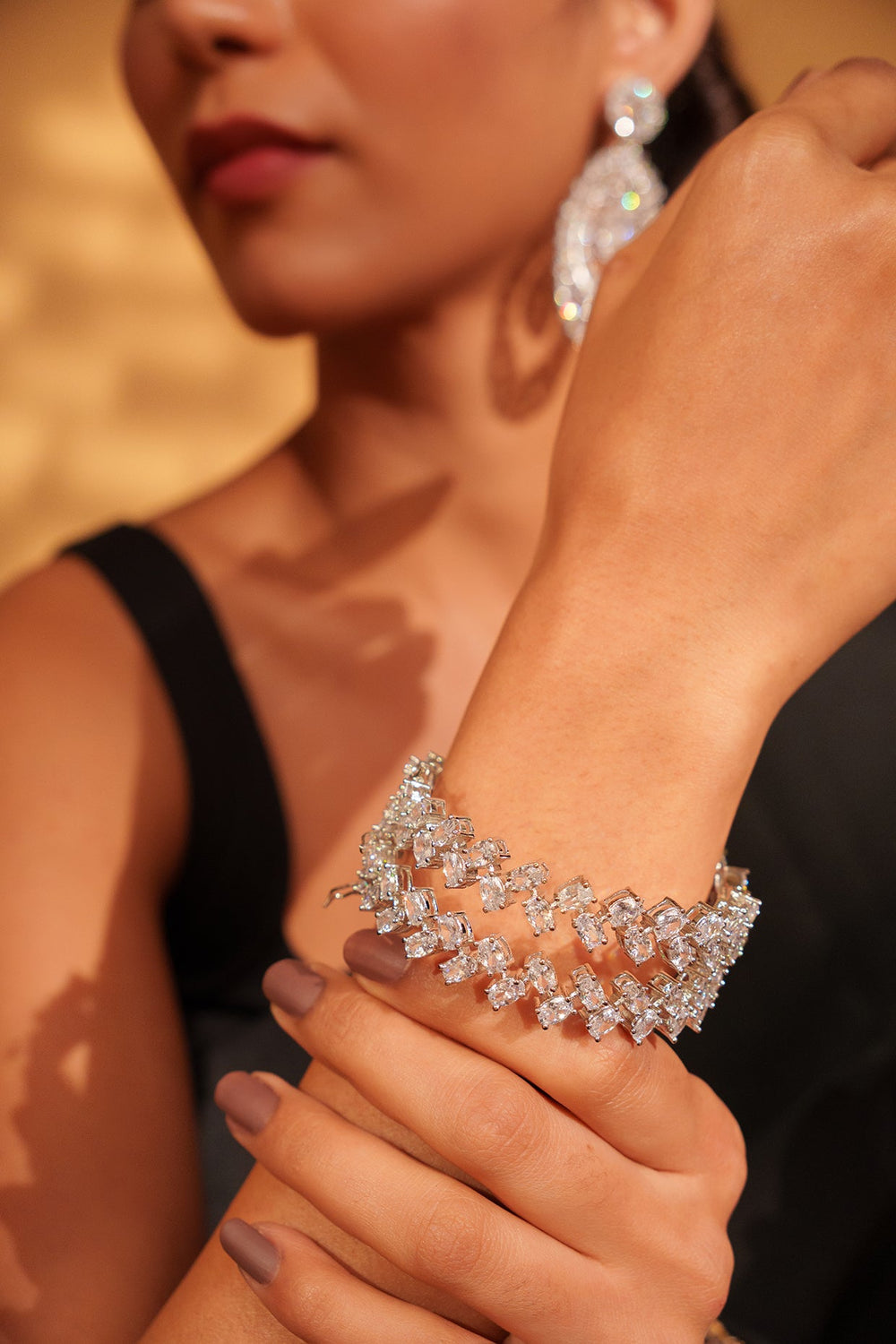 White Finish Small Faux Diamonds Bangles Zevar by Geeta - Fabilicious Fashion