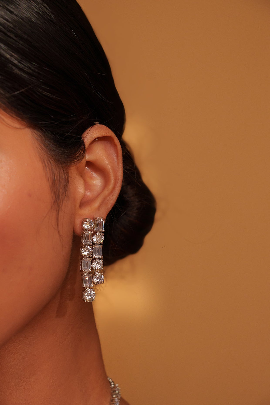 White Finish Three Layered Diamond Necklace Set Zevar by Geeta - Fabilicious Fashion