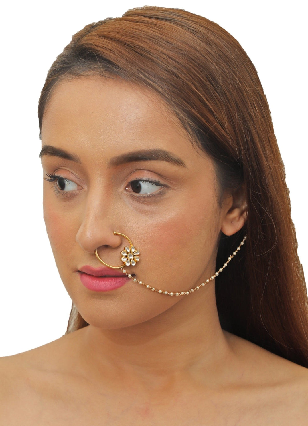 White Flower Nath Riana Jewellery - Fabilicious Fashion