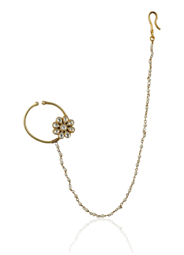 White Flower Nath Riana Jewellery - Fabilicious Fashion