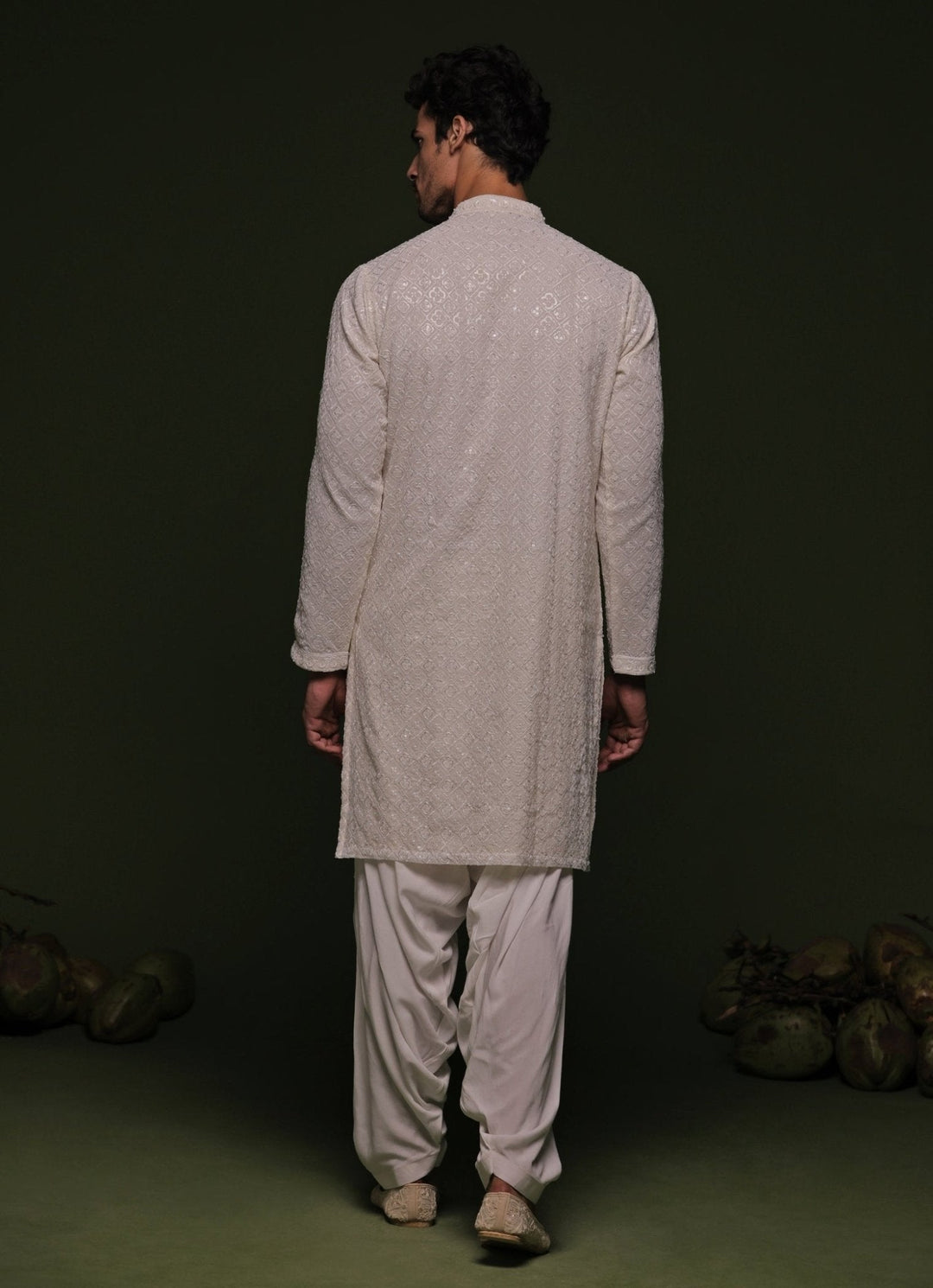 White Geometric Kurta Patiala Pant Set With Dupatta Kalpraag - Fabilicious Fashion