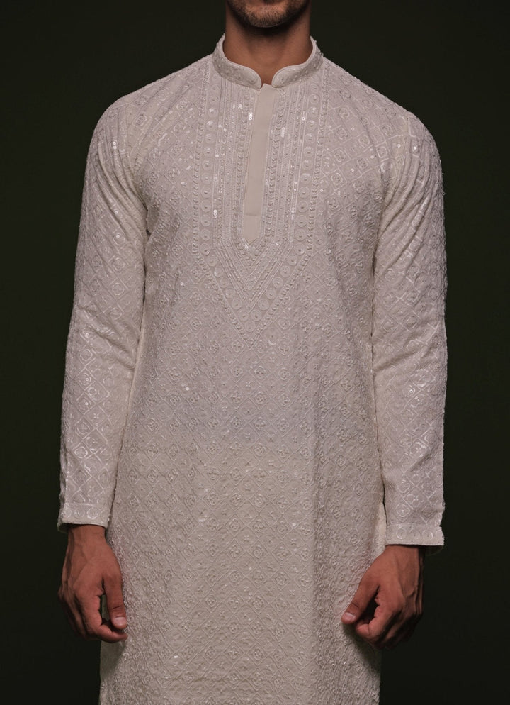 White Geometric Kurta Patiala Pant Set With Dupatta Kalpraag - Fabilicious Fashion