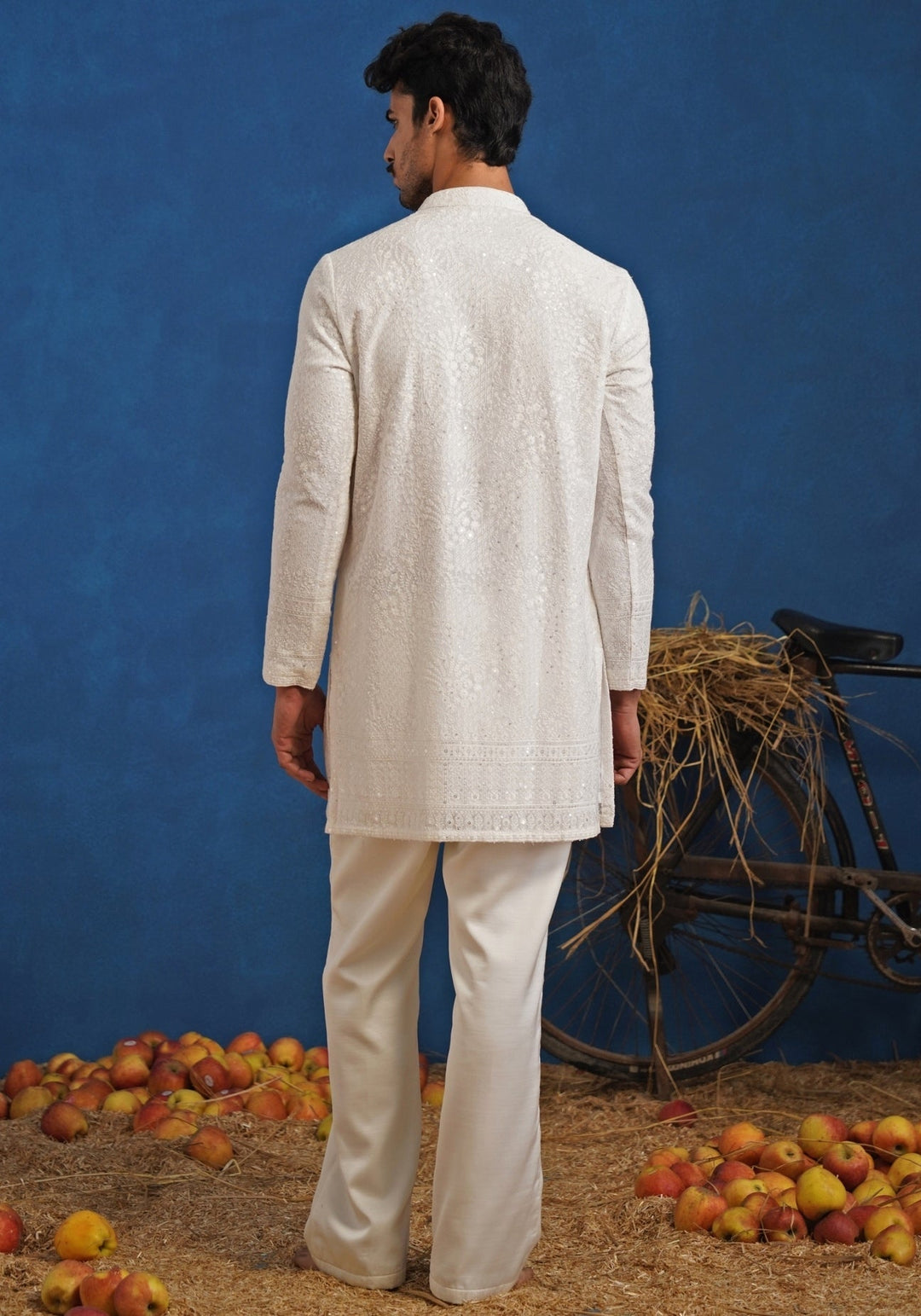 White Georgette Short Kurta Set Kalpraag - Fabilicious Fashion