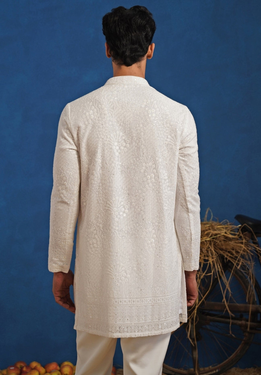 White Georgette Short Kurta Set Kalpraag - Fabilicious Fashion