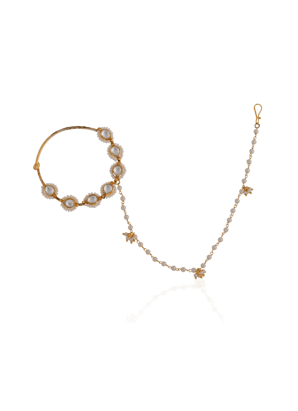 White Gold Plated Pearl Nath Riana by Shikha Jindal - Fabilicious Fashion