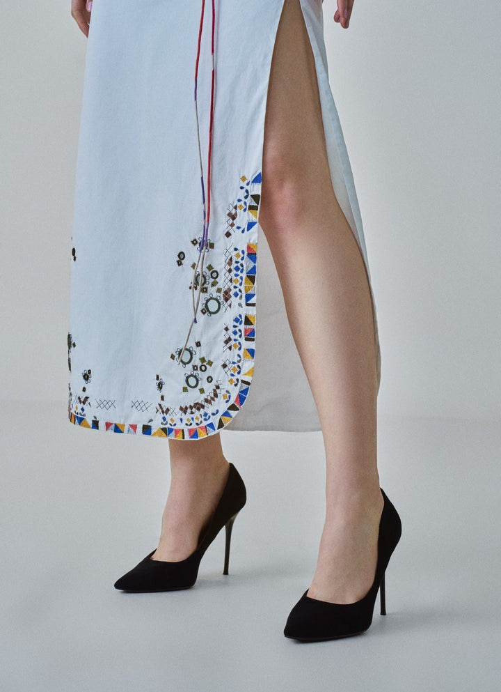 White Ikat Print Skirt Set Saaksha & Kinni - Fabilicious Fashion