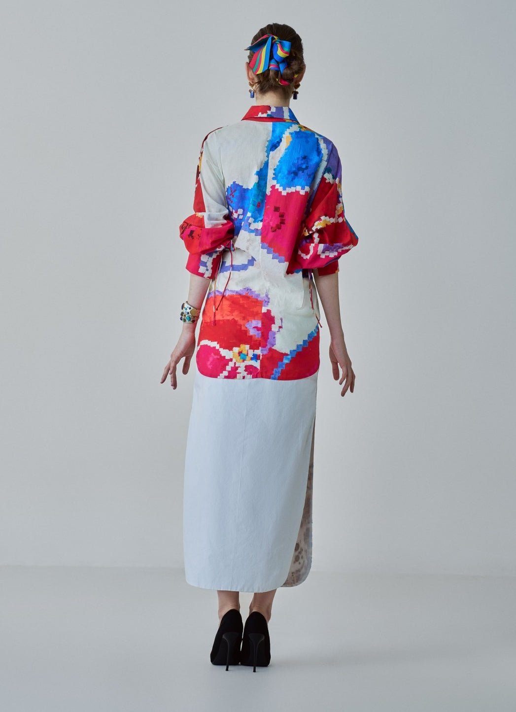 White Ikat Print Skirt Set Saaksha & Kinni - Fabilicious Fashion
