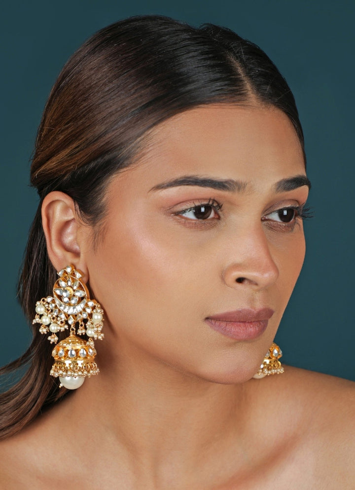 Riana Jewellery White Jadtar Matte Gold Choker SetFabilicious Fashion
