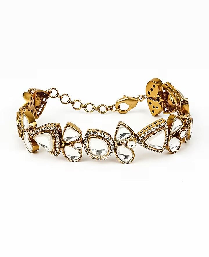 White Kundan Teardrop Bangle Vivinia by Vidhi Mehra - Fabilicious Fashion