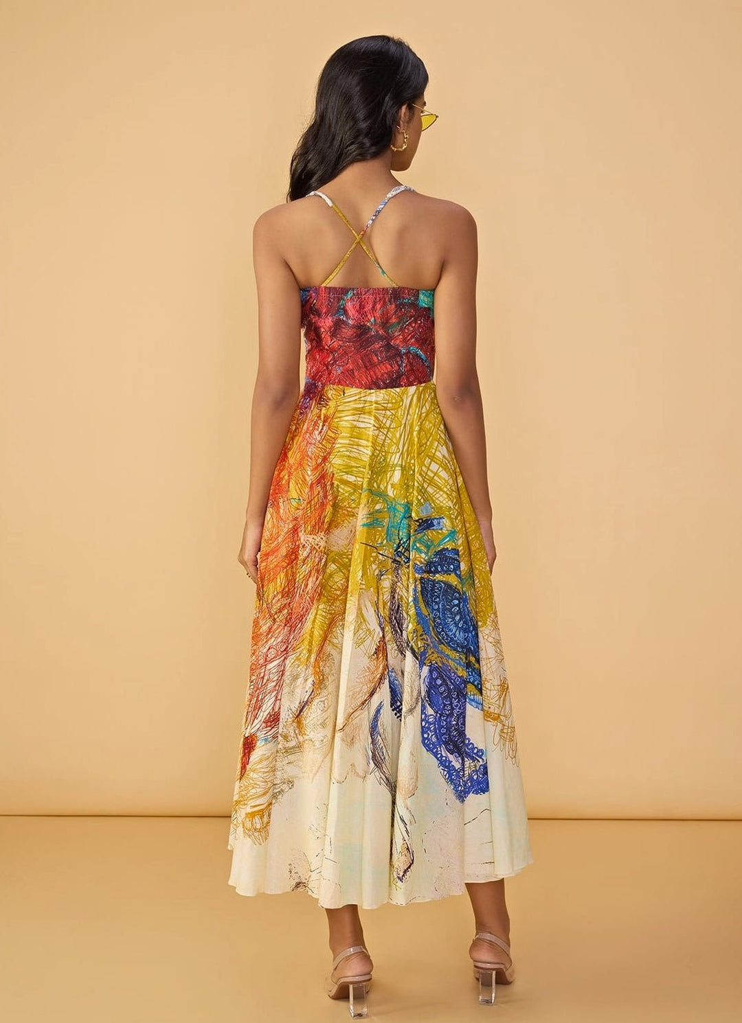 White Multi Summer Flared Dress Saaksha &amp; Kinni - Fabilicious Fashion