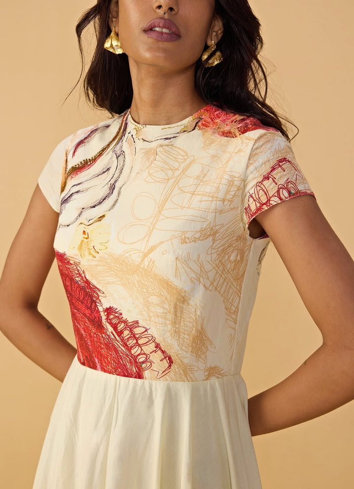 Saaksha &amp; Kinni White Multi Summer Pleated DressFabilicious Fashion