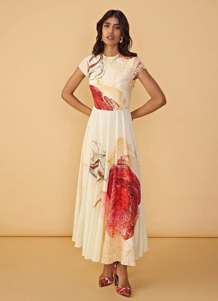 Saaksha &amp; Kinni White Multi Summer Pleated DressFabilicious Fashion