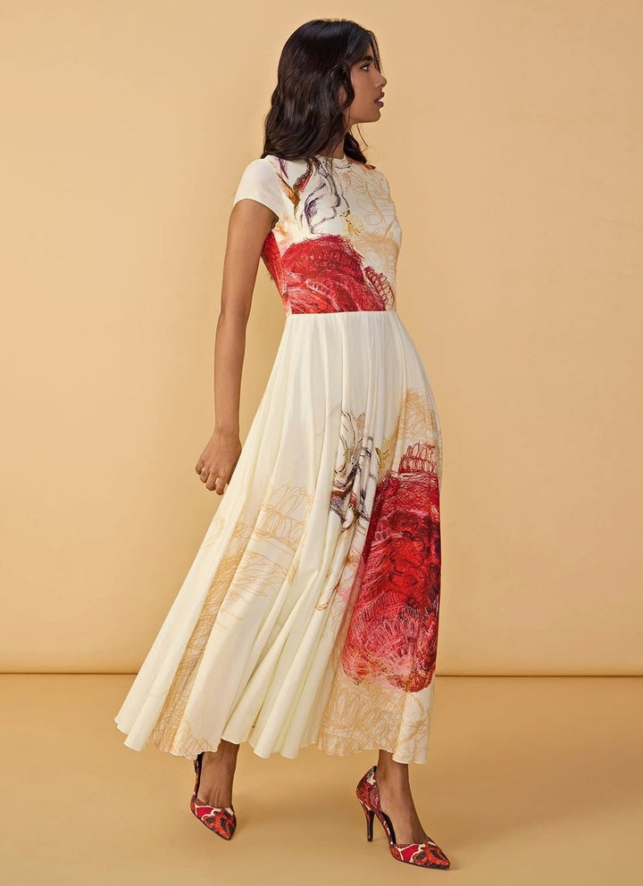 Saaksha &amp; Kinni White Multi Summer Pleated DressFabilicious Fashion