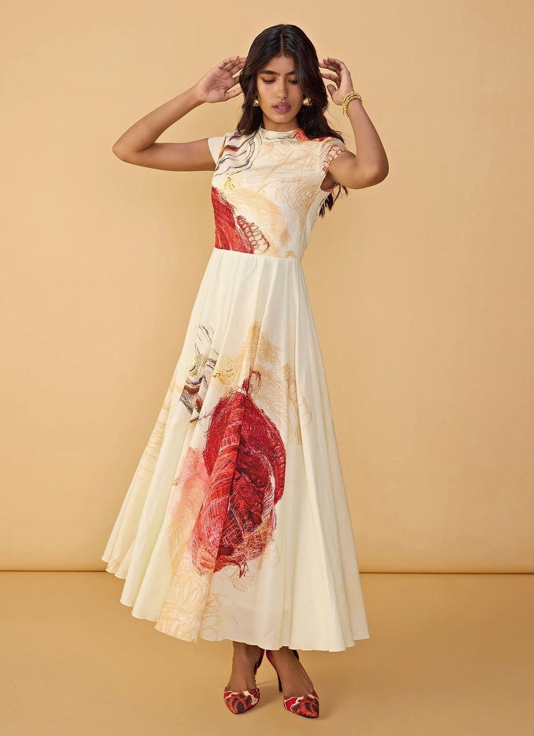 Saaksha &amp; Kinni White Multi Summer Pleated DressFabilicious Fashion