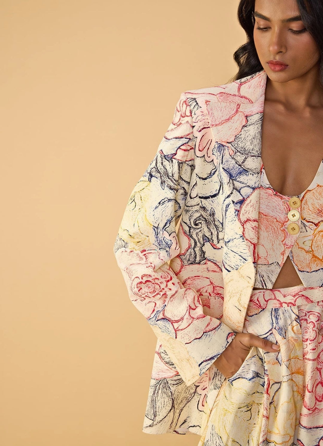 White Multicolour Printed Trouser Set Saaksha & Kinni - Fabilicious Fashion