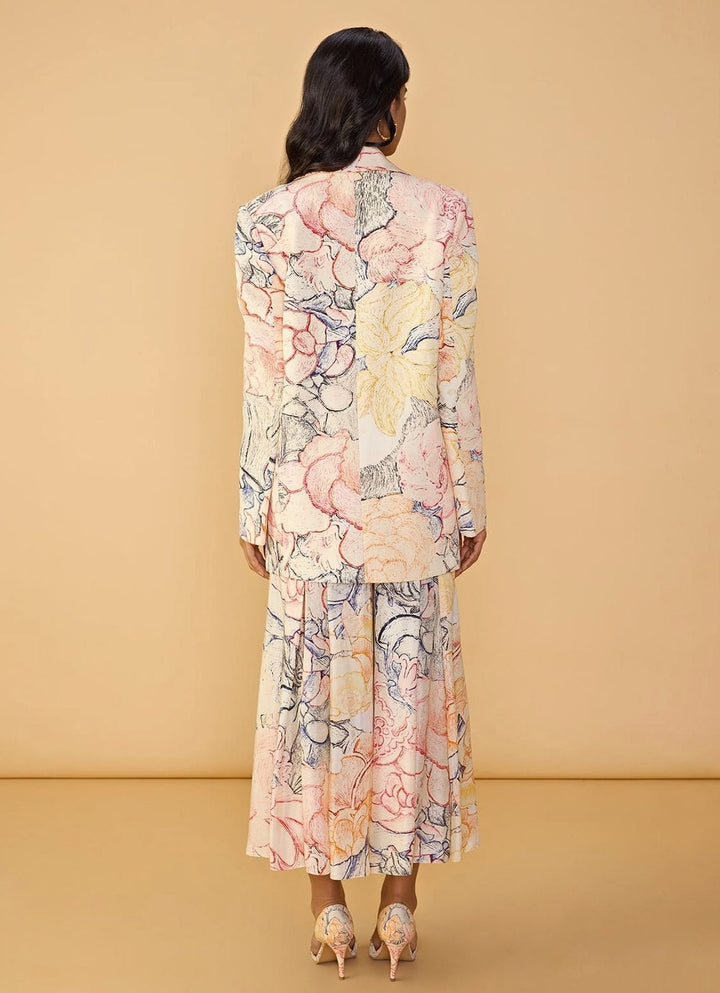 White Multicolour Printed Trouser Set Saaksha & Kinni - Fabilicious Fashion