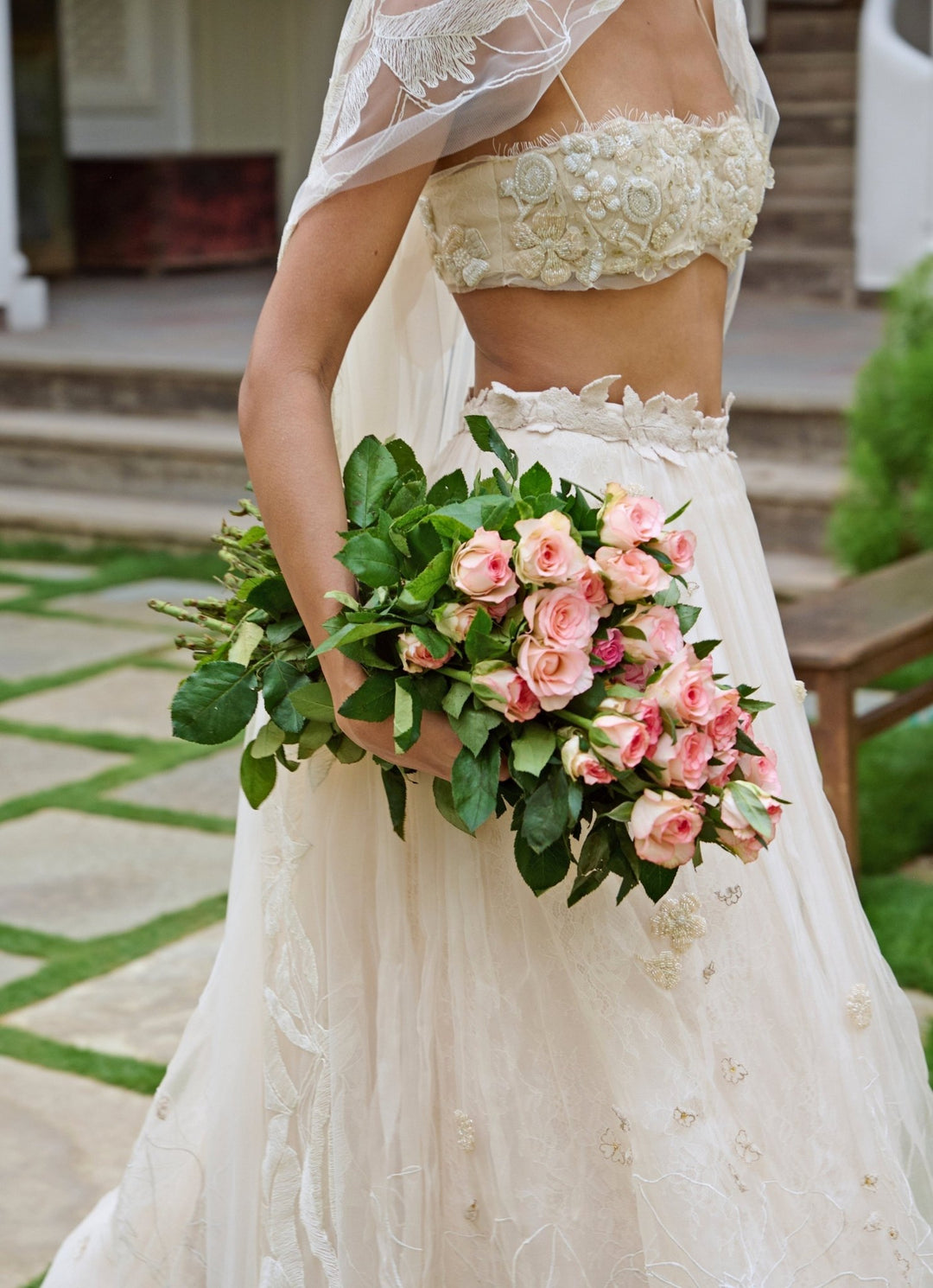 The Little Black Bow White Organza Bridal Lehenga SetFabilicious Fashion
