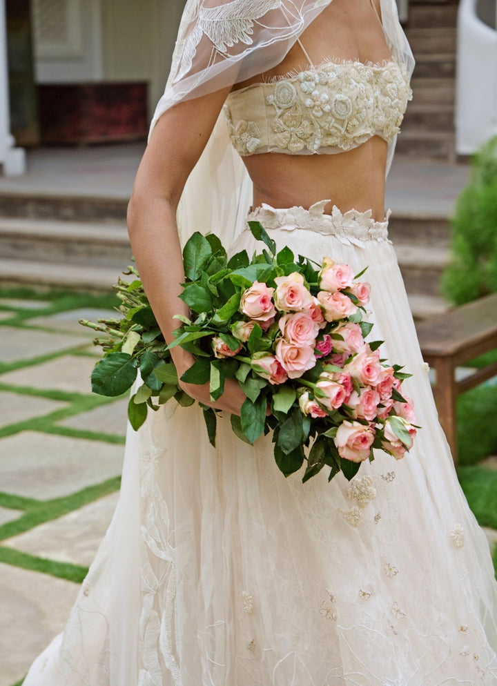 The Little Black Bow White Organza Bridal Lehenga SetFabilicious Fashion