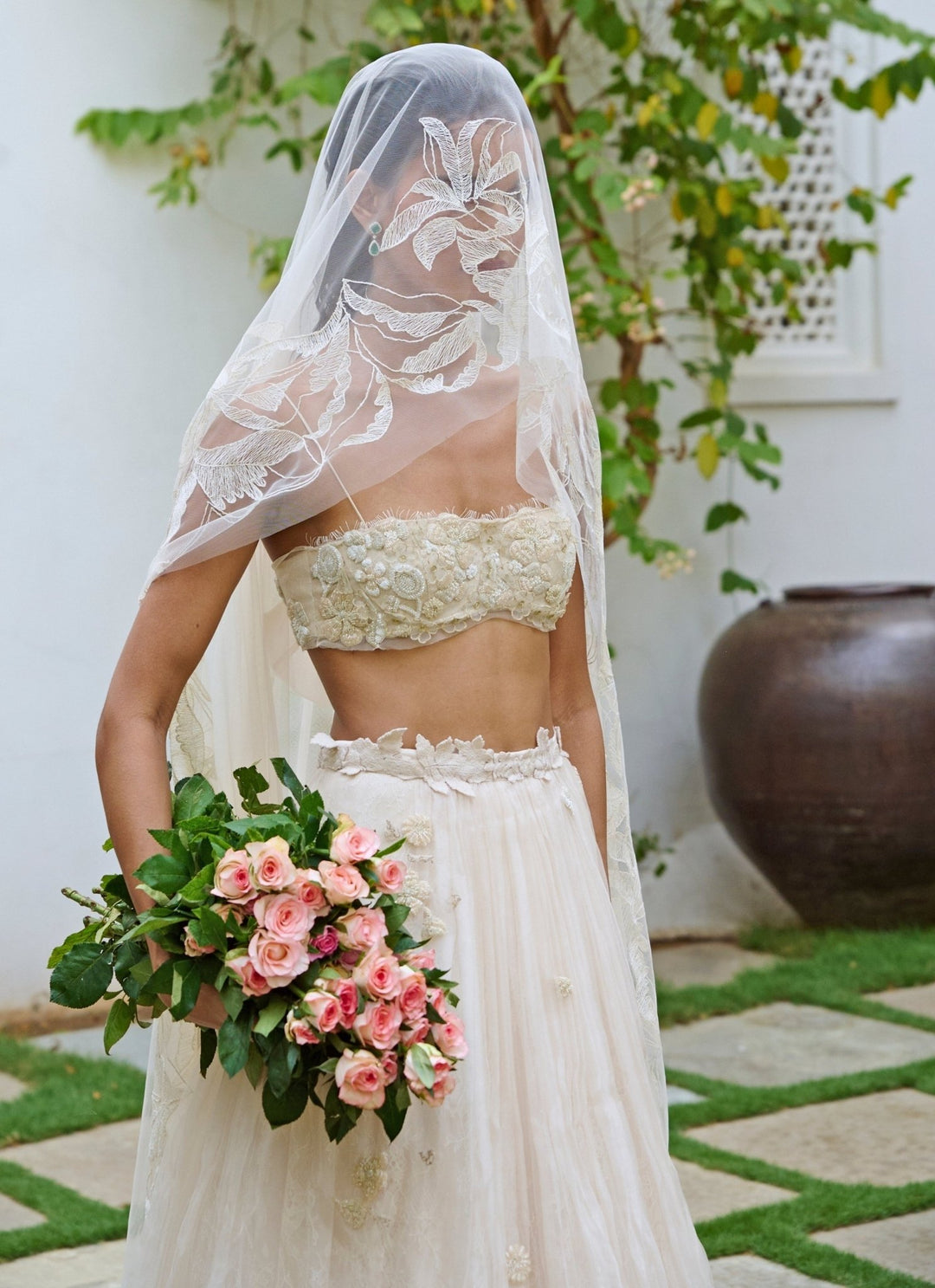 The Little Black Bow White Organza Bridal Lehenga SetFabilicious Fashion