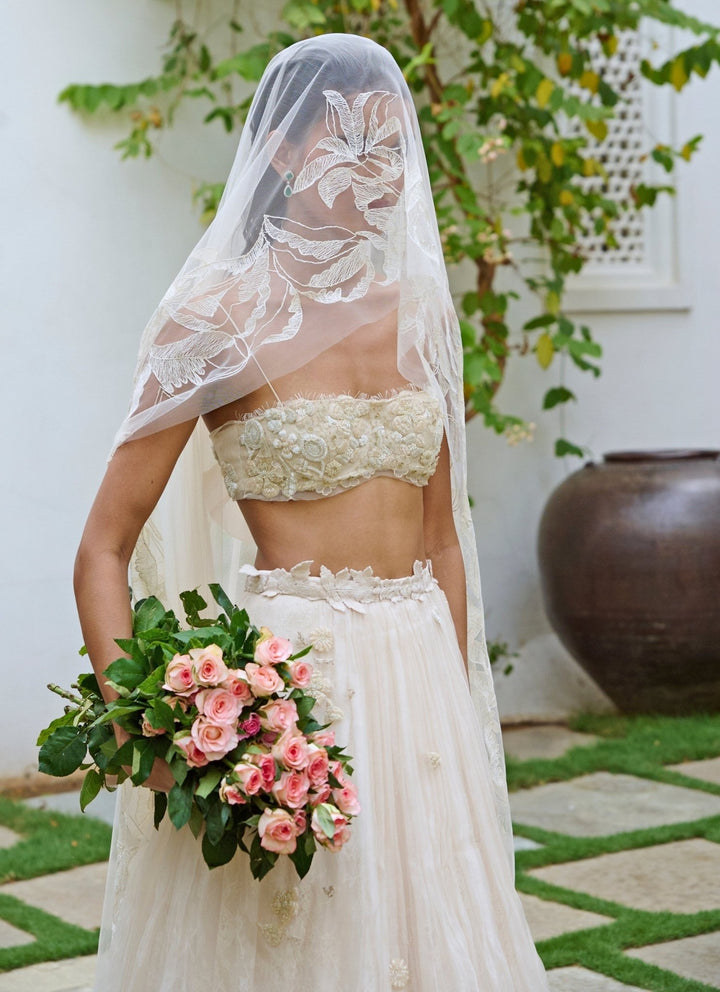 The Little Black Bow White Organza Bridal Lehenga SetFabilicious Fashion