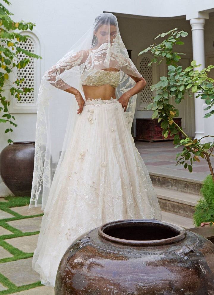 The Little Black Bow White Organza Bridal Lehenga SetFabilicious Fashion