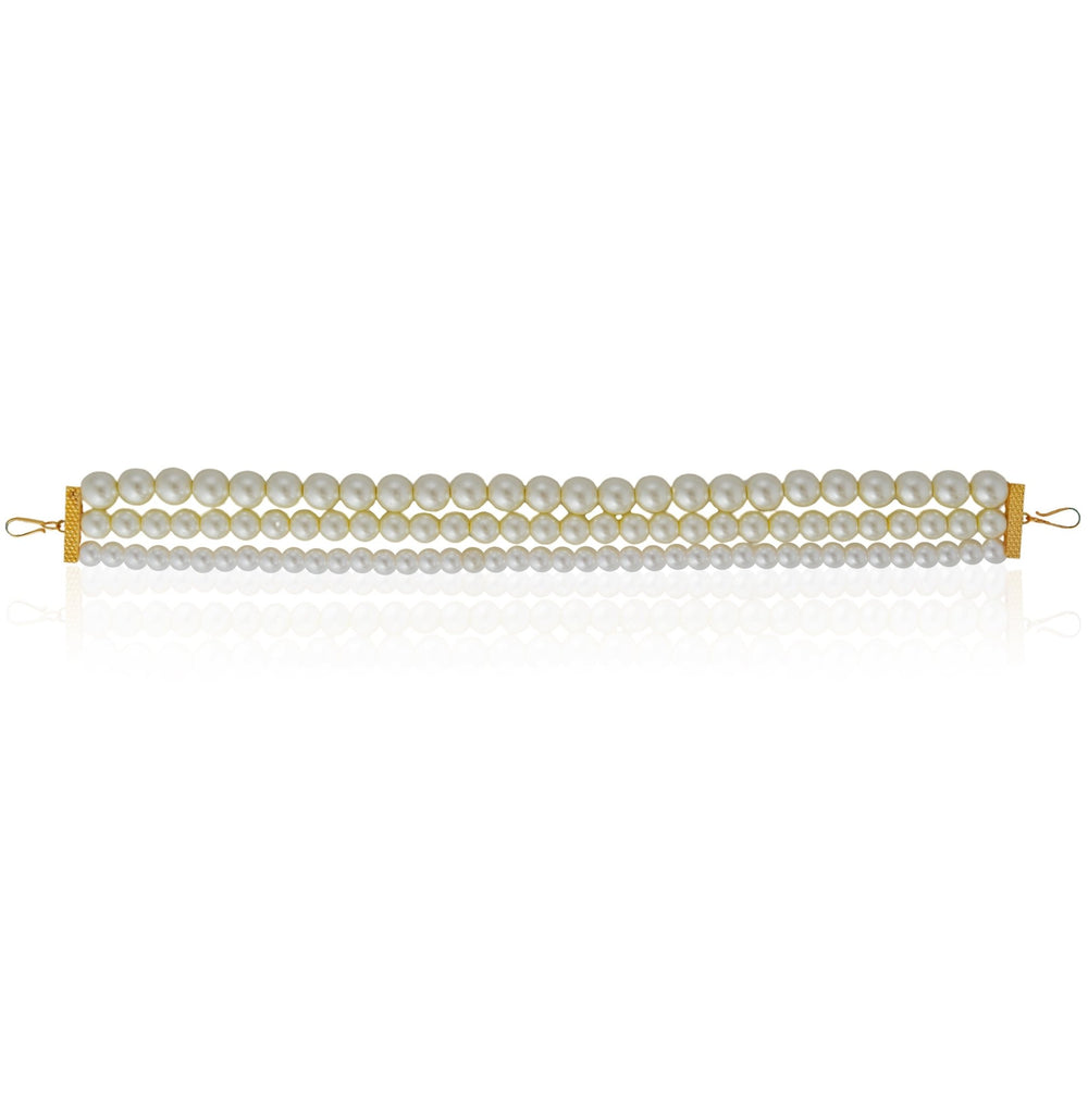 White Pearl Beaded Hairband Riana by Shikha Jindal - Fabilicious Fashion