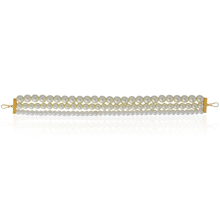 White Pearl Beaded Hairband Riana by Shikha Jindal - Fabilicious Fashion