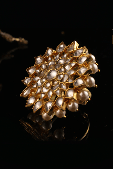 White Pearl Flower Ring Riana by Shikha Jindal - Fabilicious Fashion