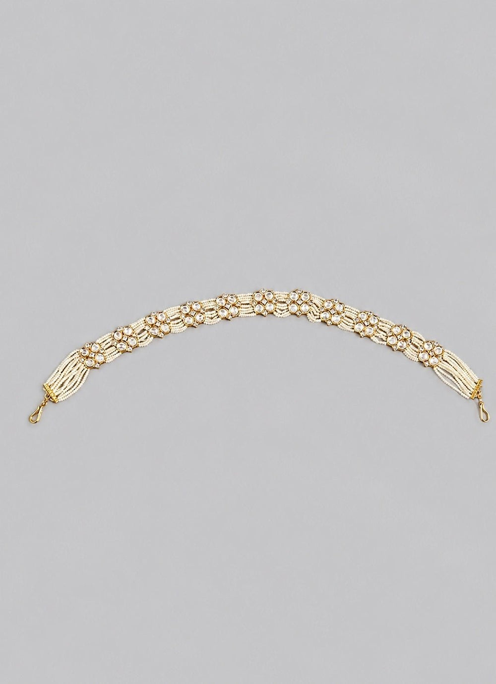 Zevar by Geeta White Pearl Gold SheeshpattiFabilicious Fashion