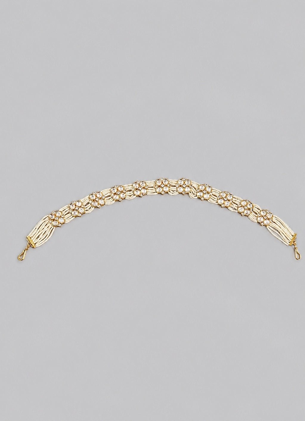 Zevar by Geeta White Pearl Gold SheeshpattiFabilicious Fashion