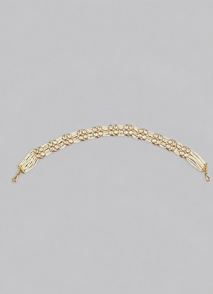 Zevar by Geeta White Pearl Gold SheeshpattiFabilicious Fashion