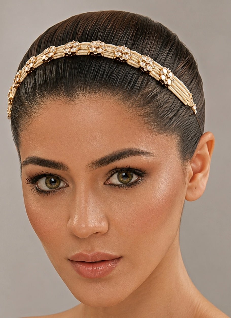 Zevar by Geeta White Pearl Gold SheeshpattiFabilicious Fashion