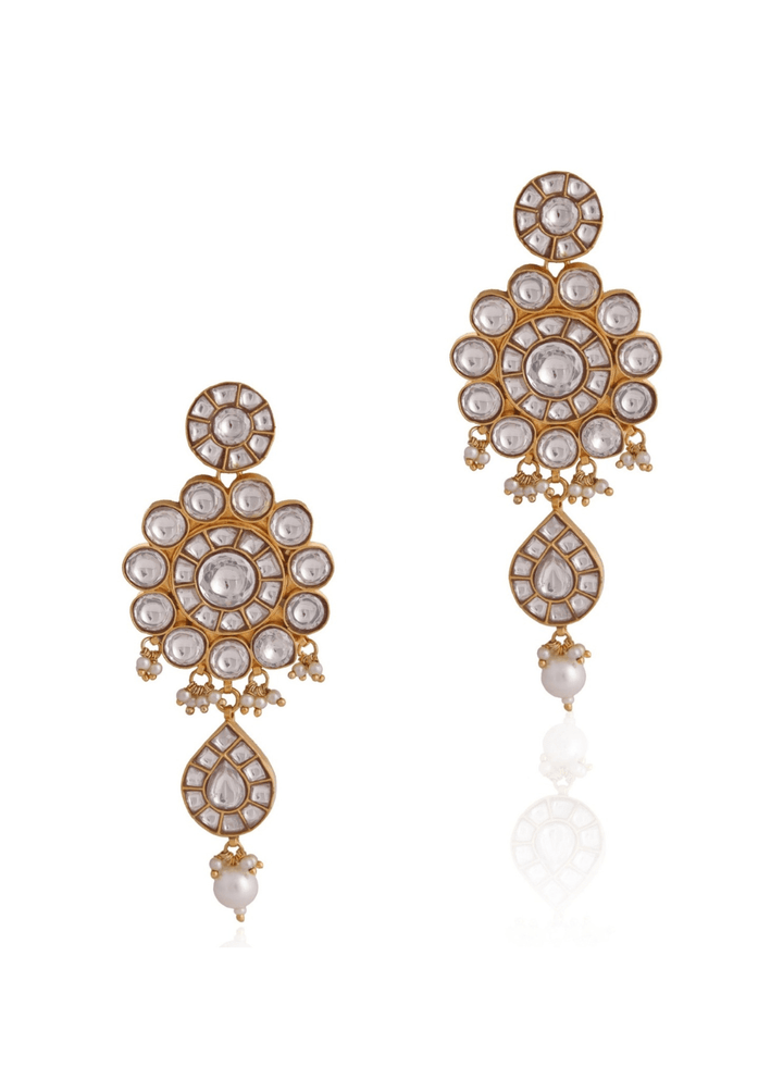 White Pearl Long Earrings Riana by Shikha Jindal - Fabilicious Fashion
