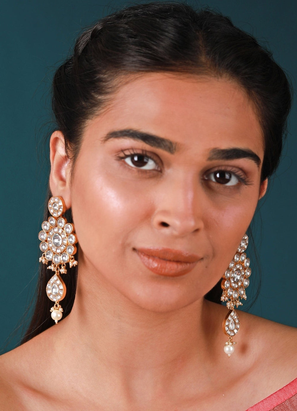 White Pearl Long Earrings Riana by Shikha Jindal - Fabilicious Fashion